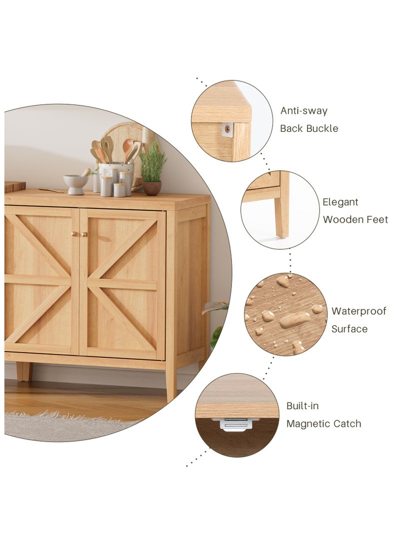 Chogori Wood Sideboard Buffet Cabinet with Doors - Farmhouse Kitchen Storage Cabinet, Coffee Bar Console Table with Adjustable Shelves, Buffet Table for Living Room, Hallway - Image 4