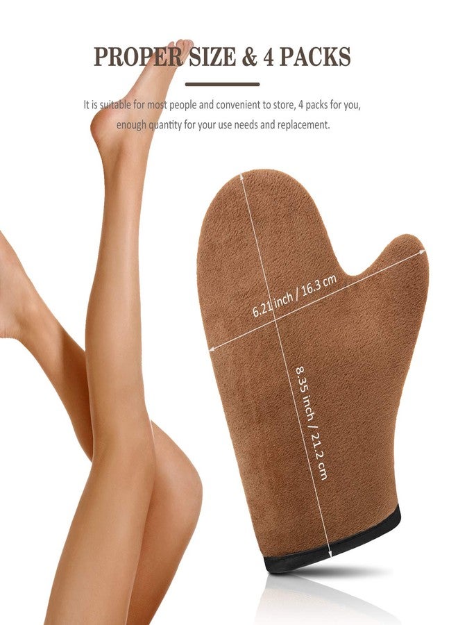 SATINIOR 4 Packs Self Tanning Mitt Applicators Double Sided Sunless Tanning Mittens Reusable Applicator Mittens Tanner Gloves with Thumb(Brown) - Image 2