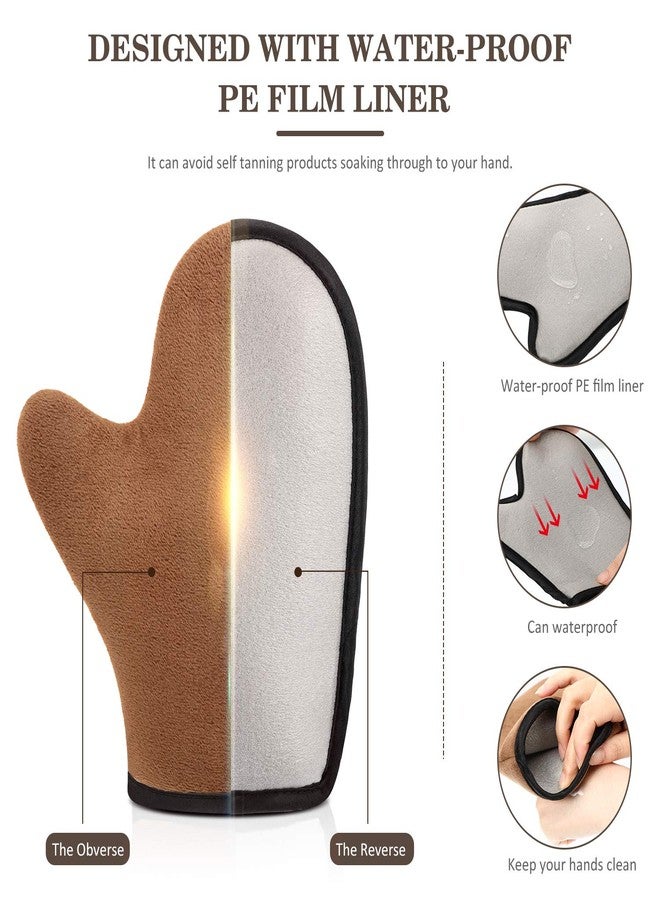 SATINIOR 4 Packs Self Tanning Mitt Applicators Double Sided Sunless Tanning Mittens Reusable Applicator Mittens Tanner Gloves with Thumb(Brown) - Image 5