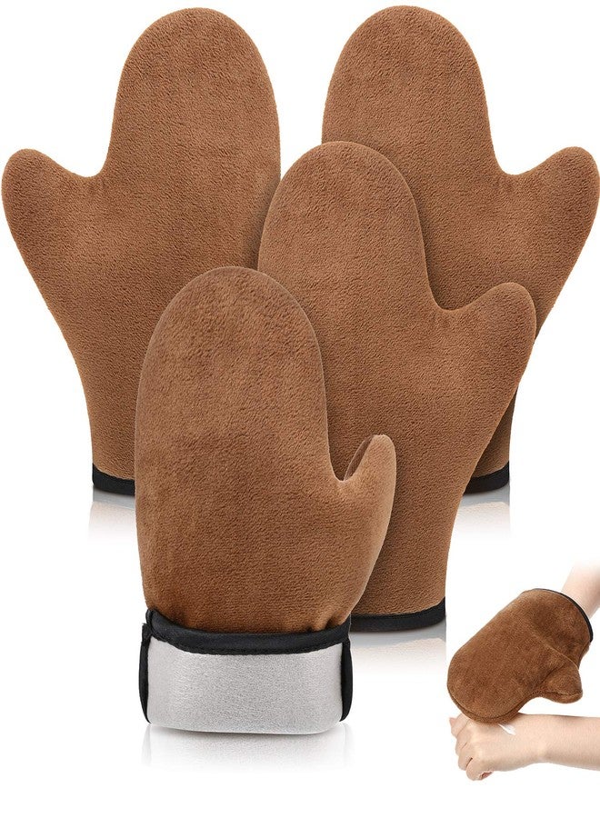 SATINIOR 4 Packs Self Tanning Mitt Applicators Double Sided Sunless Tanning Mittens Reusable Applicator Mittens Tanner Gloves with Thumb(Brown) - Image 1