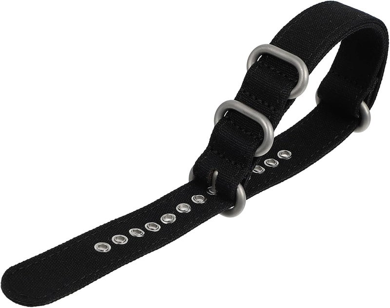 SECFOU Canvas Watch Strap 18mm Black Cotton Military-style Wristband with 304 Stainless Steel Buckle Replacement Watch Band for Men Sturdy Everyday Wear - Image 1