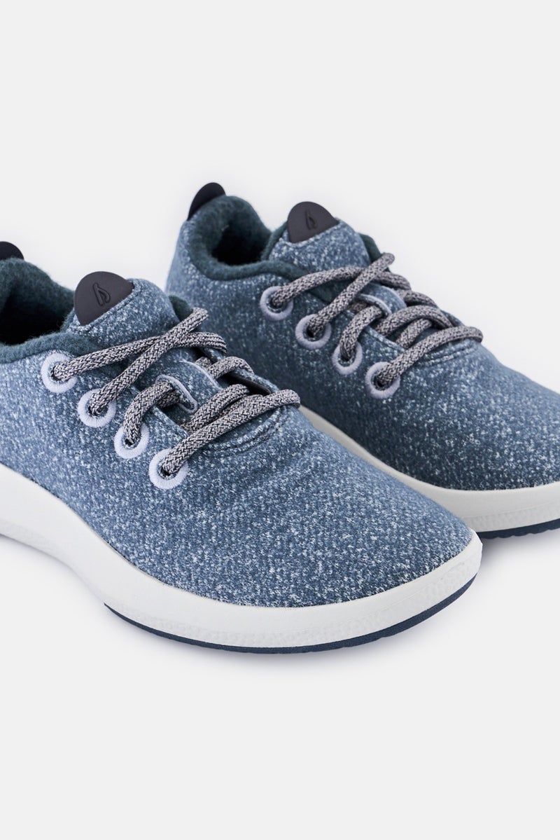 Allbirds Women Wide Wool Mizzle Lace Up Running Shoes, Heather Blue - Image 3