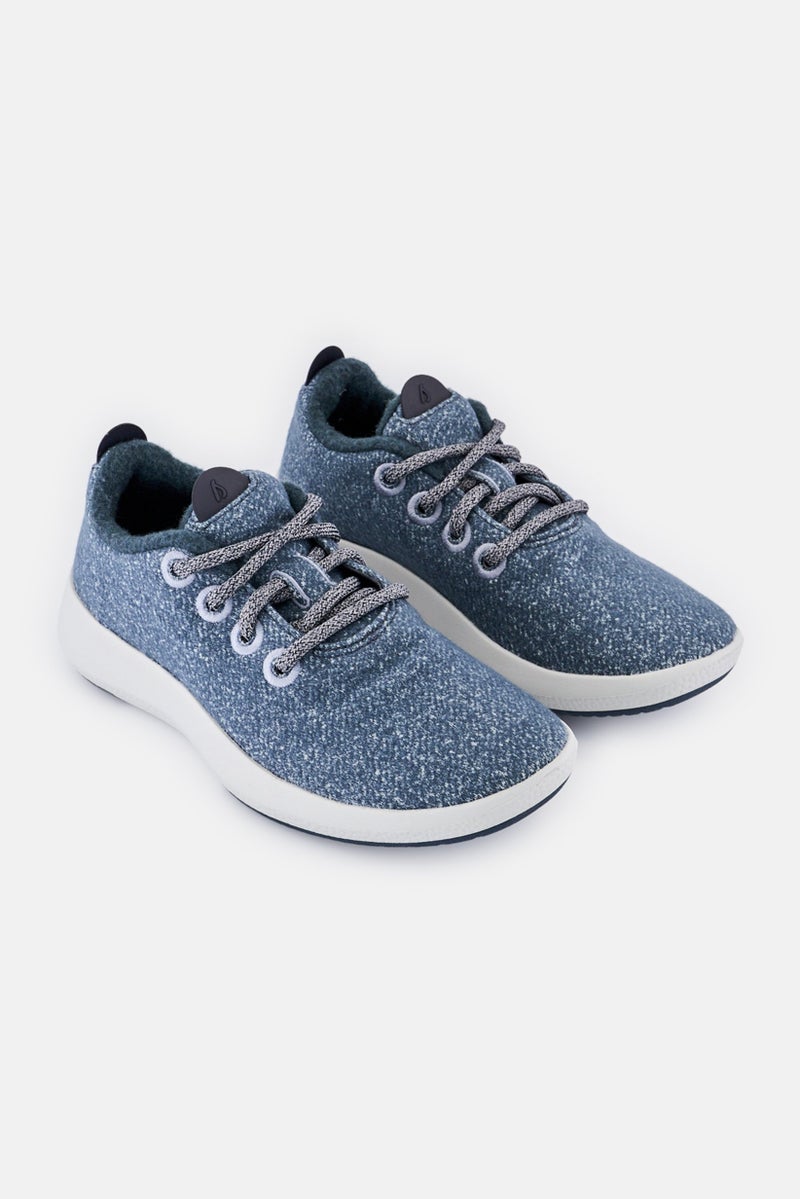 Allbirds Women Wide Wool Mizzle Lace Up Running Shoes, Heather Blue - Image 1