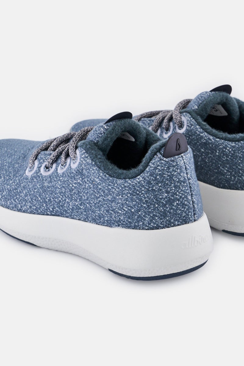 Allbirds Women Wide Wool Mizzle Lace Up Running Shoes, Heather Blue - Image 2