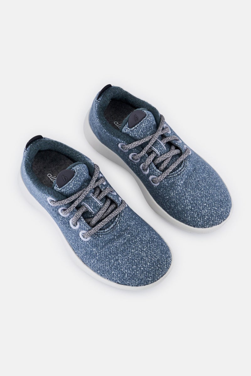Allbirds Women Wide Wool Mizzle Lace Up Running Shoes, Heather Blue - Image 4