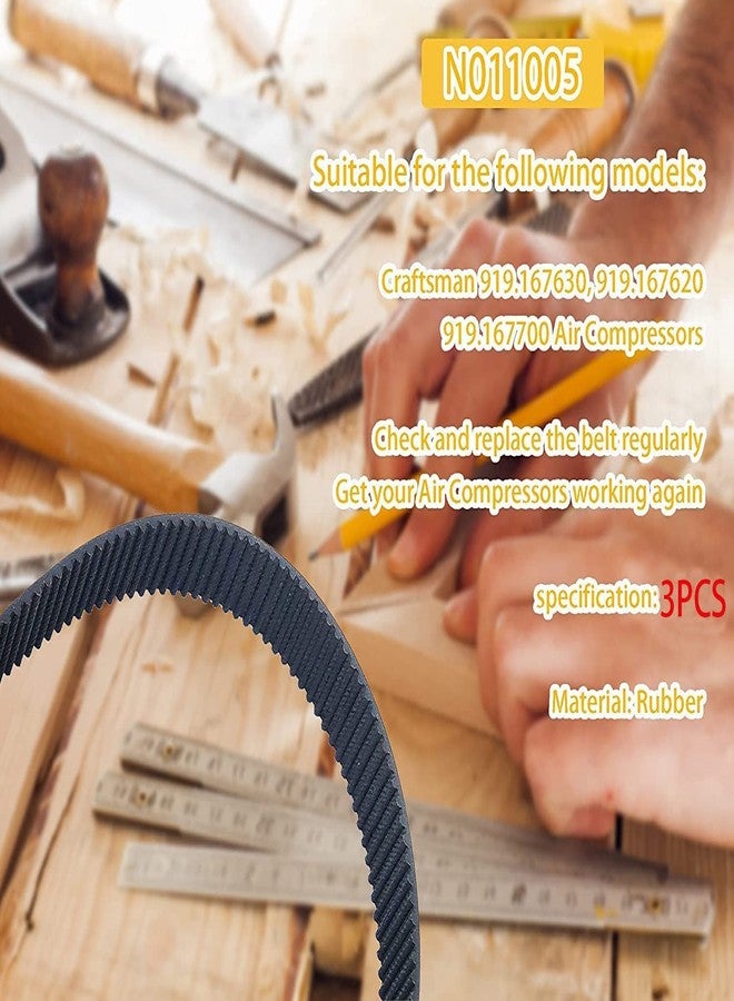 Powswopx حزام محرك D55146 D55167 D55168 A12210 N011005 حزام محرك ضاغط الهواء متوافق مع Dewalt Porter Cable Craftsman Devilbiss - عبوة من 3 قطع - Image 4
