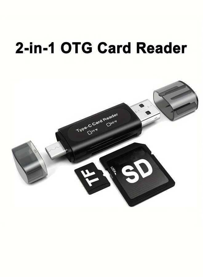 2 in 1 SD Card Reader USB 3.0 USB C OTG Dual Slot for TF Micro SD SD SDXC SDHC Micro SDXC Micro SDHC MMC Compatible for MacBook Dell XPS Samsung Huawei Sony Google BLACK