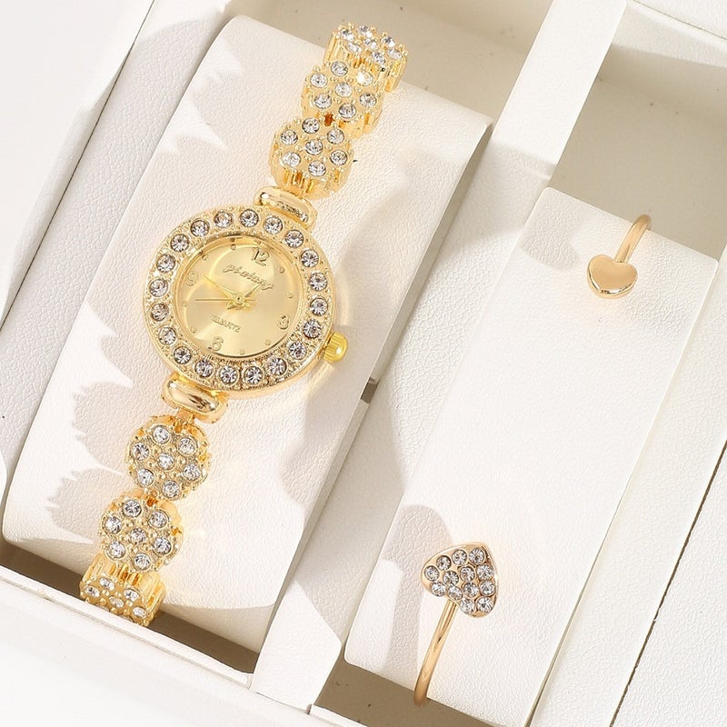 KUMO Trendy Fashion Water Crystal Alloy Steel Band Women's Quartz Watch with Decorative World Time Display - Image 1