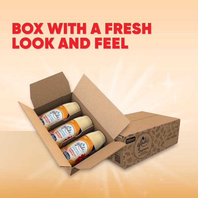 Glade عبوة إعادة تعبئة معطر الهواء الأوتوماتيكي من غلاد، معطر هواء معطر للمنزل والحمام، نسيم هاواي، 6.2 أونصة، 3 عبوات - Image 2