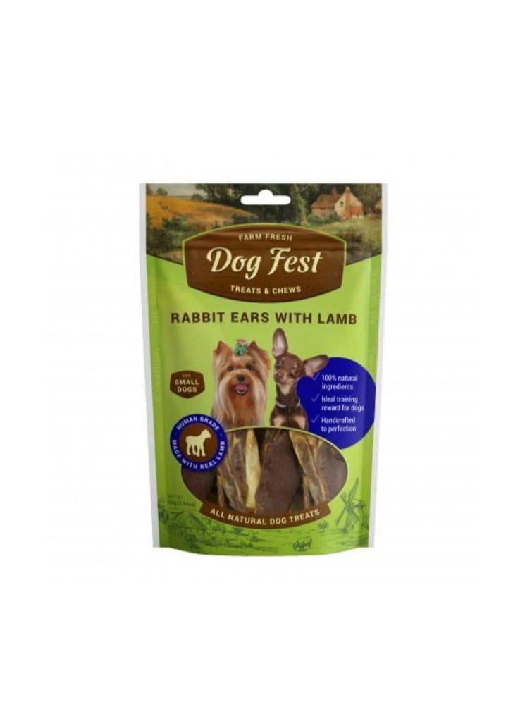 Dog Fest - Rabbit Ears With Lamb For Mini-Dogs - 55G