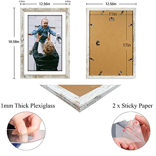Capcillin 11x17 Picture Frame Wood Pattern Distressed White Poster Frame Set of 1, Wall Mounting,Plexiglass,Great for Prints, Mural,and Art(CP003-MD11x17-RW) - Image 5