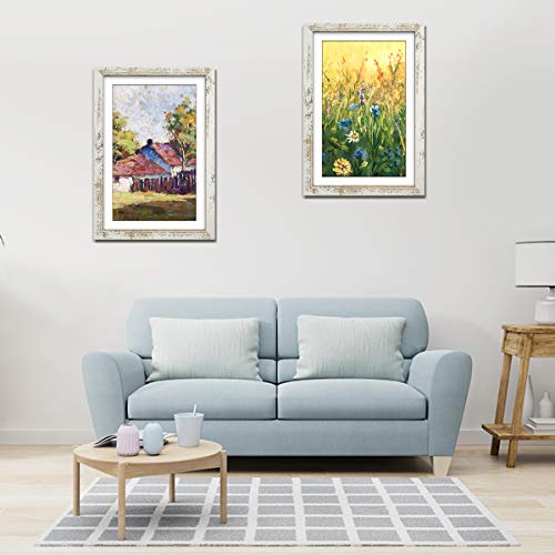 Capcillin 11x17 Picture Frame Wood Pattern Distressed White Poster Frame Set of 1, Wall Mounting,Plexiglass,Great for Prints, Mural,and Art(CP003-MD11x17-RW) - Image 3