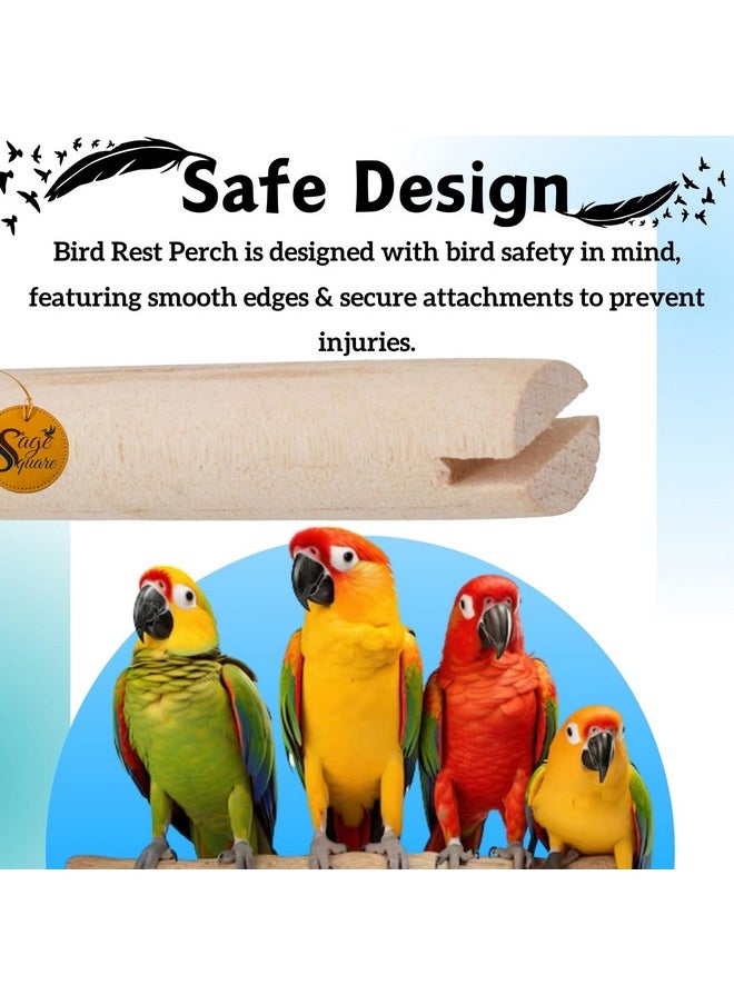 Sage Square Natural Wood Bird Perch For Cage - Promotes Healthy Feet And Nails, Perfect For Parakeets & Cockatiels, Natural, Durable, And Comfortable Roosting Spot For Your Feathered Friend  - Image 2