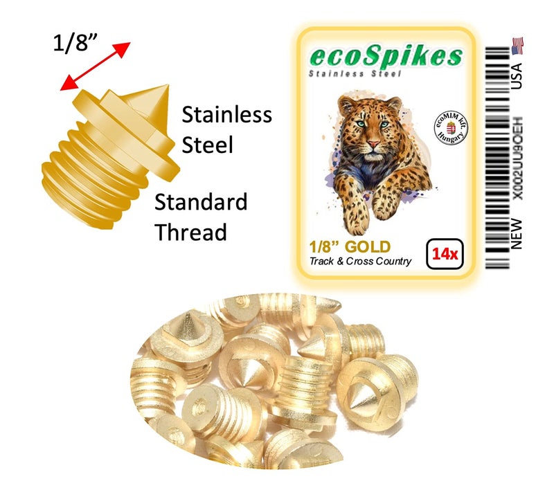 ecoSpikes Stainless Steel Track and Cross Country Spikes (1/8" Gold, 14x) - Image 2