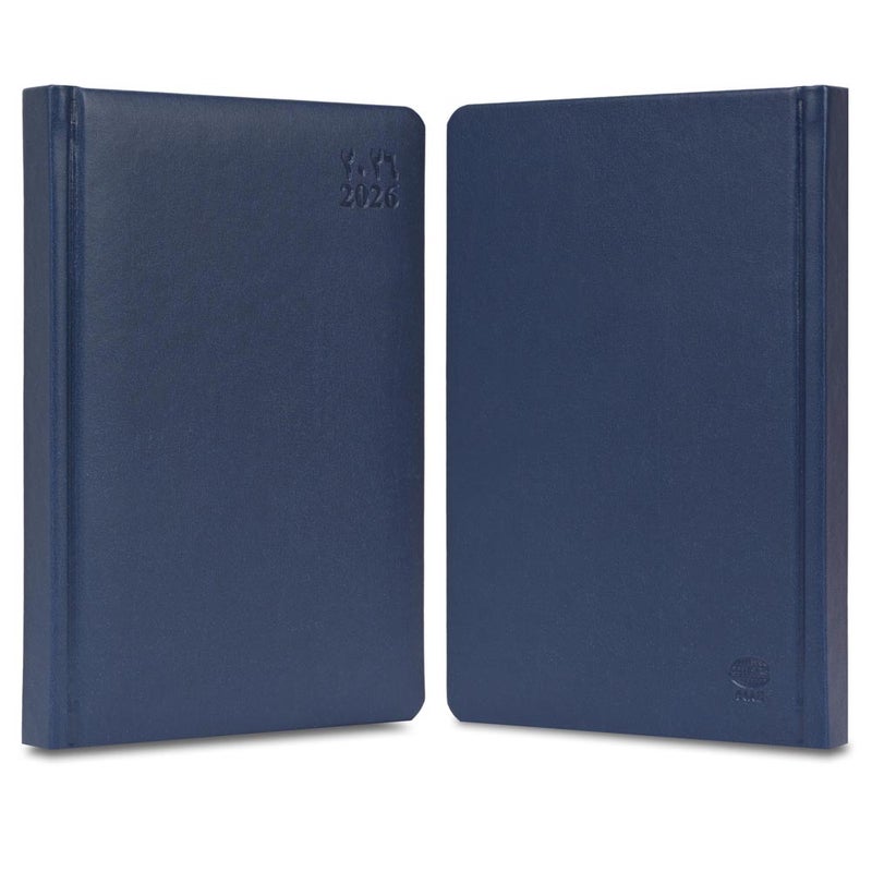 FIS مفكرة FIS 2026 A5، 148x210 مم، غلاف PU إيطالي مبطن من جانب واحد، زوايا مدورة، السبت والأحد مجتمعة، عربي/إنجليزي، ورق إيطالي عاجي 70 جرام، غلاف أزرق - FSDI94AE26BL - Image 2