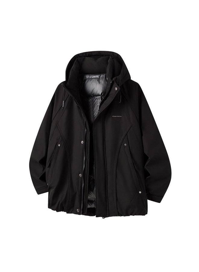 Men's American Fashion Brand Deconstructed Hooded Jacket Down Jacket Men's Winter Warm Jacket