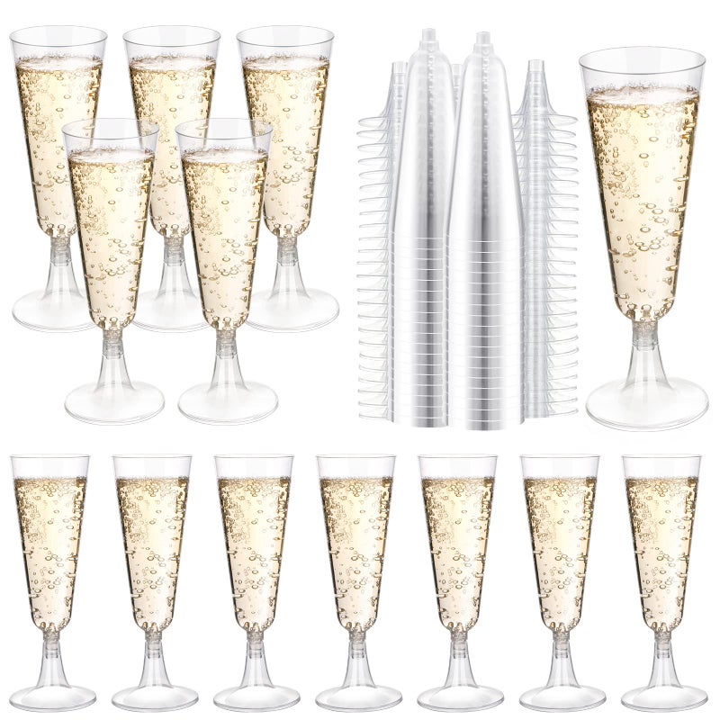 SUREHOME Plastic Champagne Flutes 200 Pack Champagne Glasses Disposable Mimosa Glasses 5 Oz Crystal Clear Plastic Flutes for Party Drinking Cocktail Cups Acrylic Wedding Toasting Glasses Flutes Bulk - Image 1