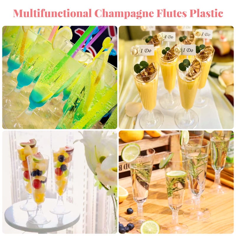 SUREHOME Plastic Champagne Flutes 200 Pack Champagne Glasses Disposable Mimosa Glasses 5 Oz Crystal Clear Plastic Flutes for Party Drinking Cocktail Cups Acrylic Wedding Toasting Glasses Flutes Bulk - Image 5