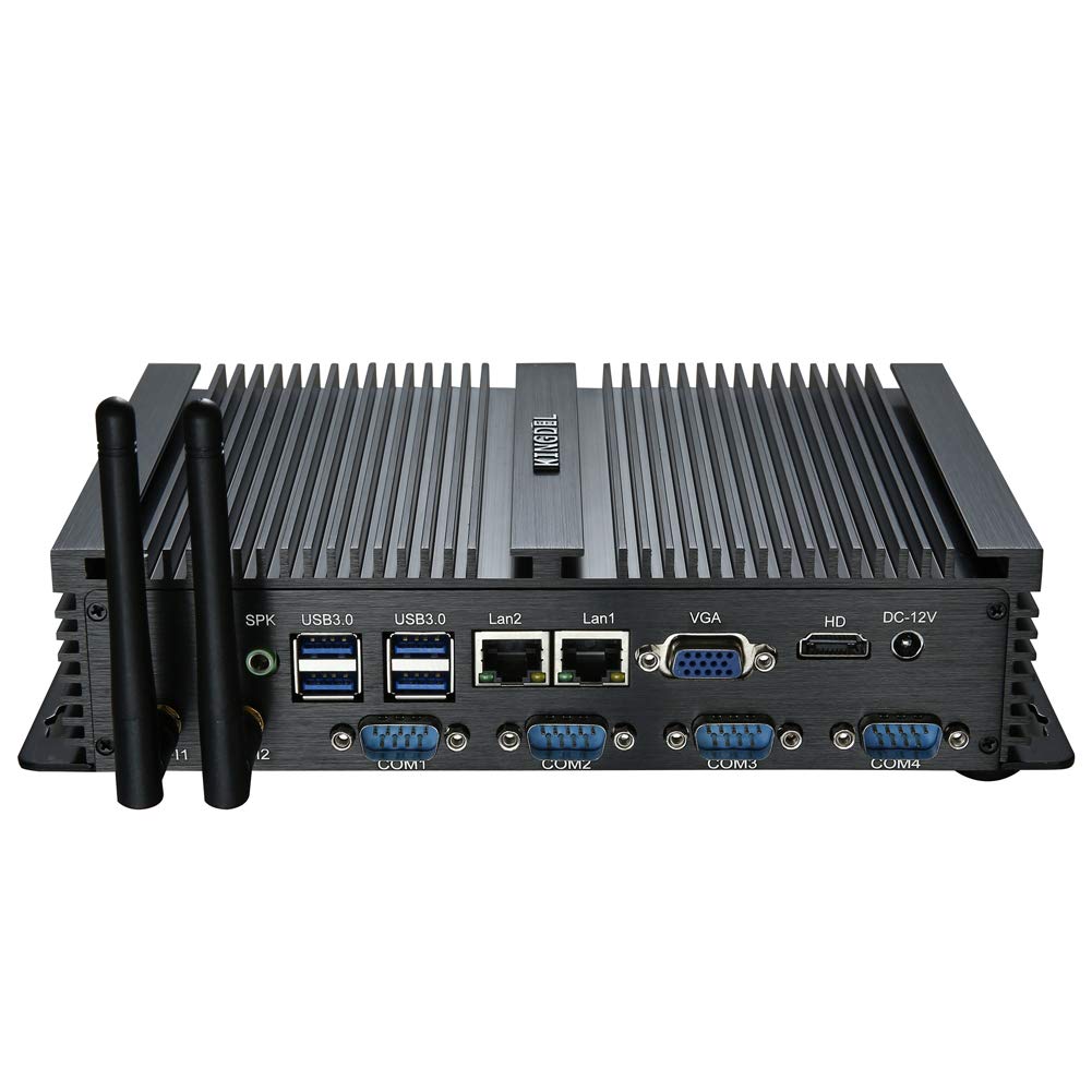 KINGDEL Powerful Mini Desktop Computer, Fanless Industrial PC, Core i5 Dual Core CPU, 8GB RAM, 512GB SSD, 2xNICs, 4xUSB 3.0, 4xCOM RS232, HD Port, Metal Case