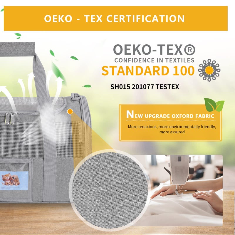 SECLATO Cat Carrier Pet Dog Carrier Airline Approved for Puppy Kitten Carriers Under 15lb, Collapsible Soft Sided TSA Approved Travel Carrier-Grey - Image 4