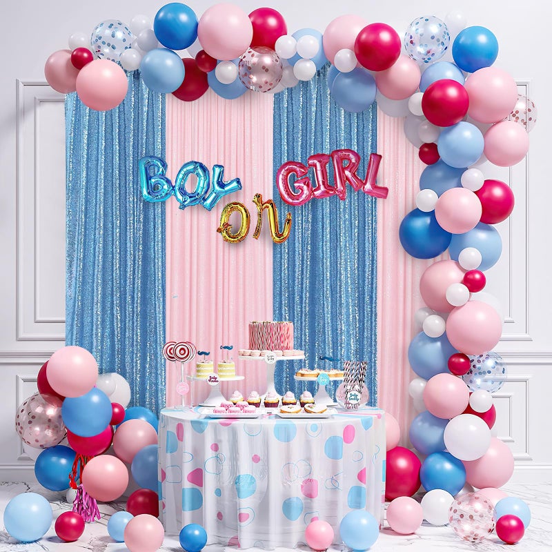 QueenDream Baby Blue Sequin Backdrop 2 Panels 2FTx8FT Party Backdrop Curtains Glitter Birthday Bridal Curtains Sparkle Photo Backdrop - Image 2