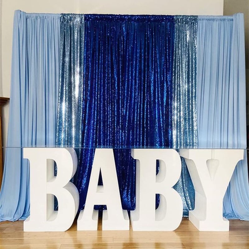 QueenDream Baby Blue Sequin Backdrop 2 Panels 2FTx8FT Party Backdrop Curtains Glitter Birthday Bridal Curtains Sparkle Photo Backdrop - Image 4