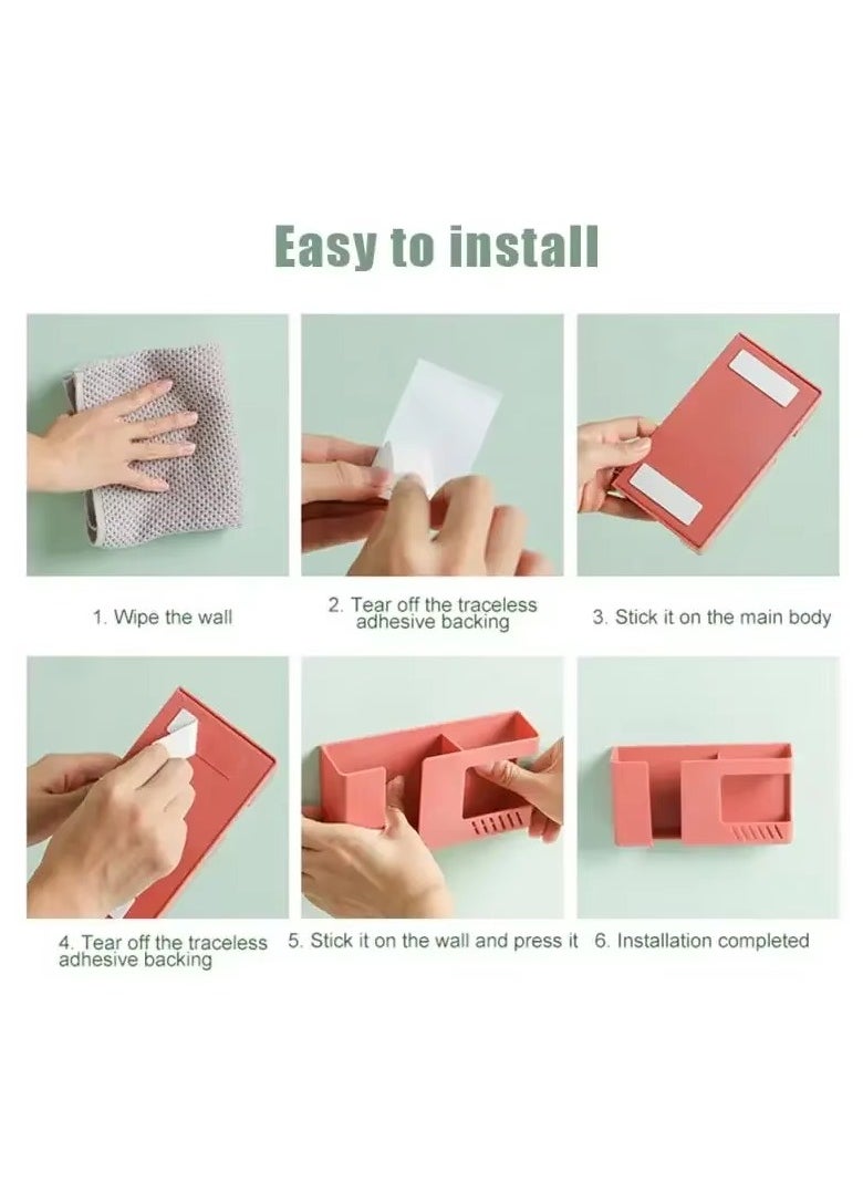 TWEGGON 2in1 Wall Mounted Storage Box Punch-free Mobile Phone Holder  - Image 3