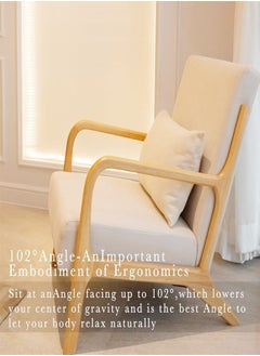fashionhome Multifunction Mid Century Modern Armrest Side Upholstered Accent Chair Cushioned Sofa Chair Retro Chair with Arm for Office Reception Hall Living Room Garden Balcony Yard Poolside 60x73x70 cm  - Image 4