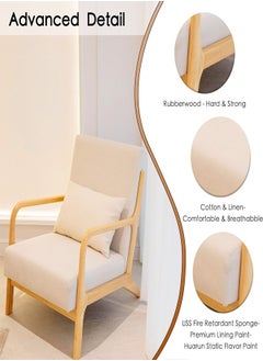 fashionhome Multifunction Mid Century Modern Armrest Side Upholstered Accent Chair Cushioned Sofa Chair Retro Chair with Arm for Office Reception Hall Living Room Garden Balcony Yard Poolside 60x73x70 cm  - Image 5