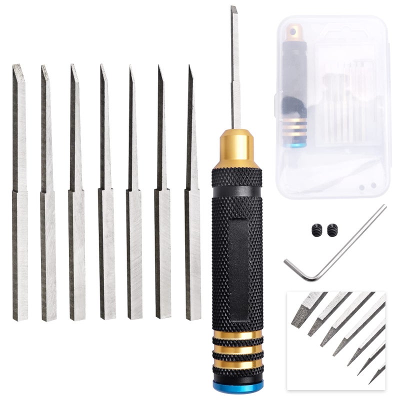 AllinRC Hobby Knife Blades Set 0.1mm 0.2mm 0.4mm 0.6mm 0.8mm 1.0mm 2.0mm with Handle Hobby Building Tools Craft Set for Basic Model Building, Cutting, Repairing and Fixing - Image 1