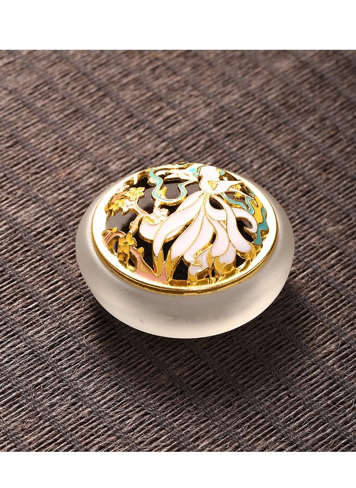 Generic - Aromatherapy Incense Burner Gift, Traditional Glazed Incense Censer, Indoor Coil and Candle Holder for Relaxation and Home Decor (Jade White Scrub) - Image 1