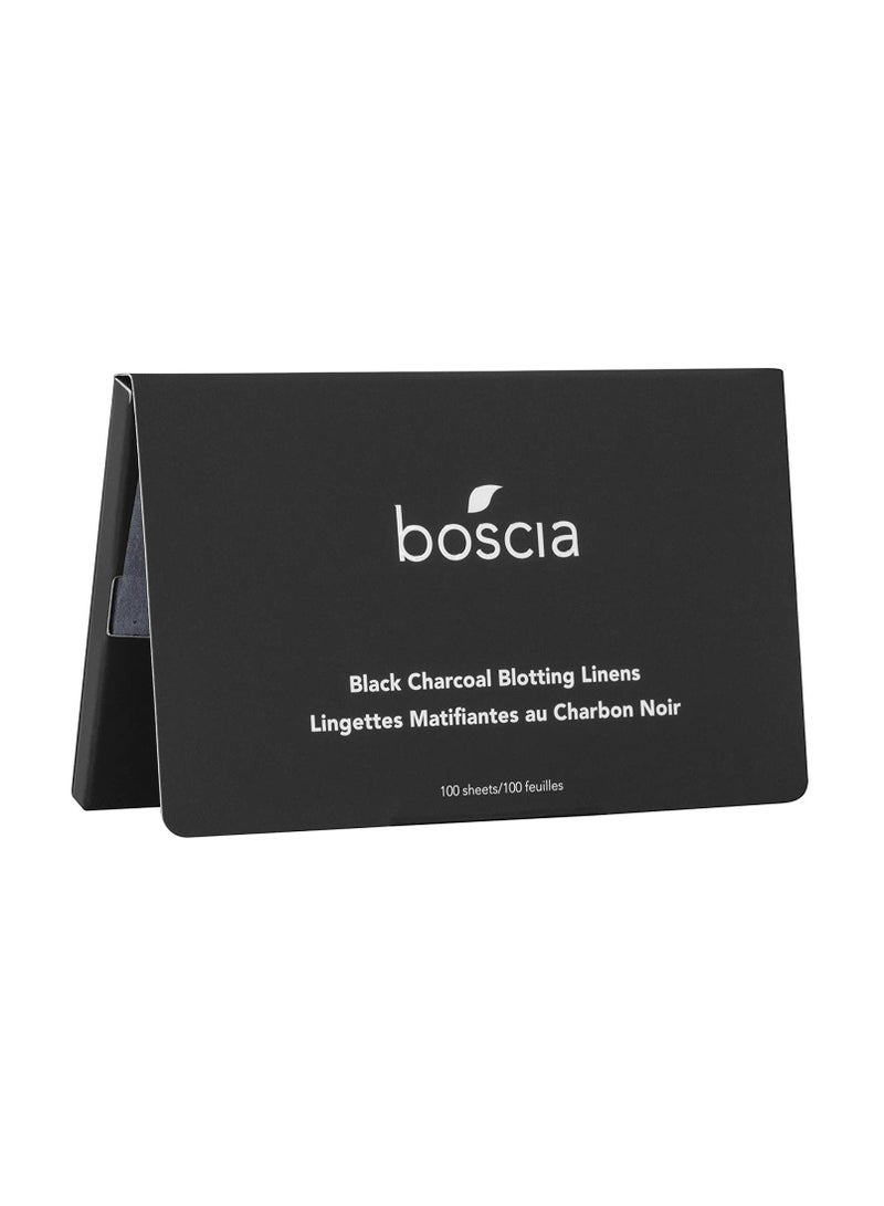 boscia boscia Black Charcoal Blotting Linens - Vegan, Cruelty-Free, Natural Skin Care - Oil Blotting Sheets for Face - For Combination to Oily Skin Types - Travel Size - 100 Sheets - Image 1