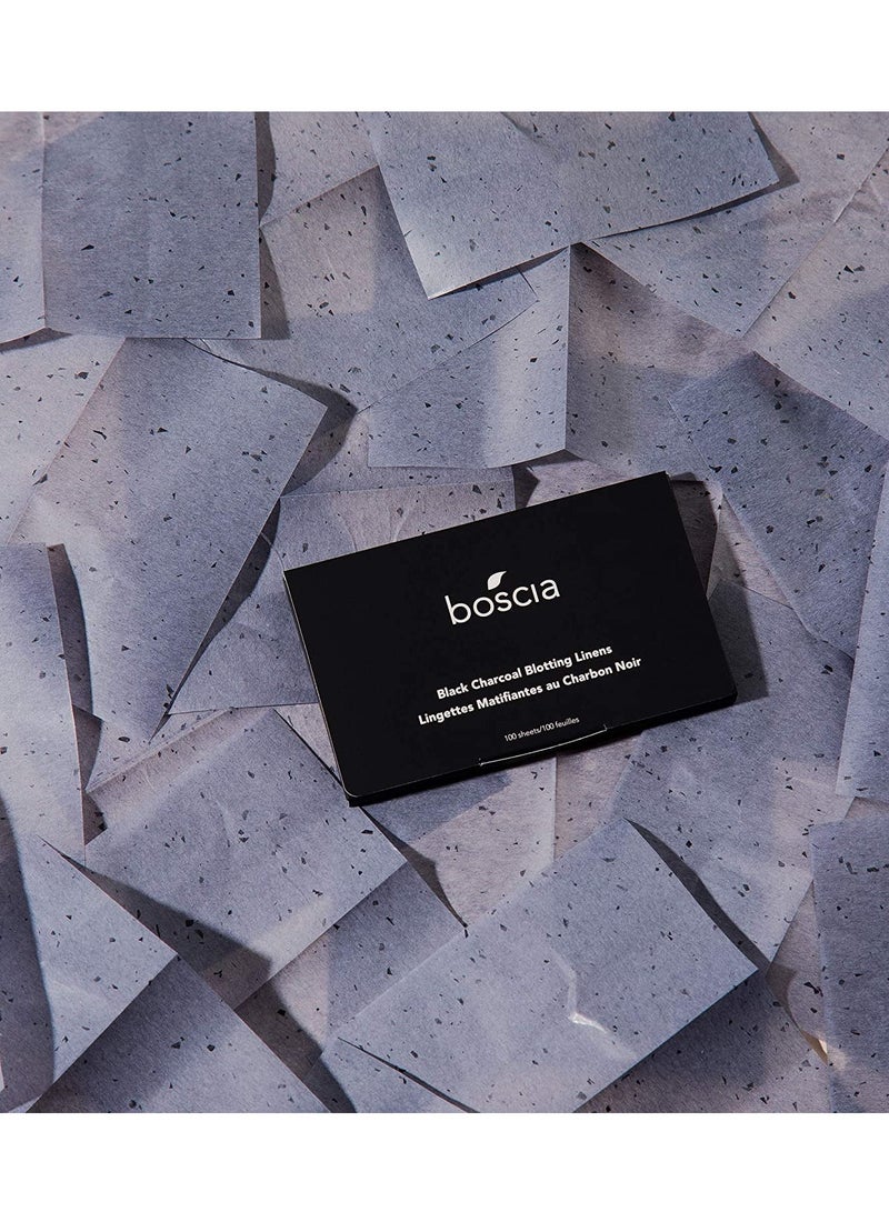 boscia boscia Black Charcoal Blotting Linens - Vegan, Cruelty-Free, Natural Skin Care - Oil Blotting Sheets for Face - For Combination to Oily Skin Types - Travel Size - 100 Sheets - Image 2