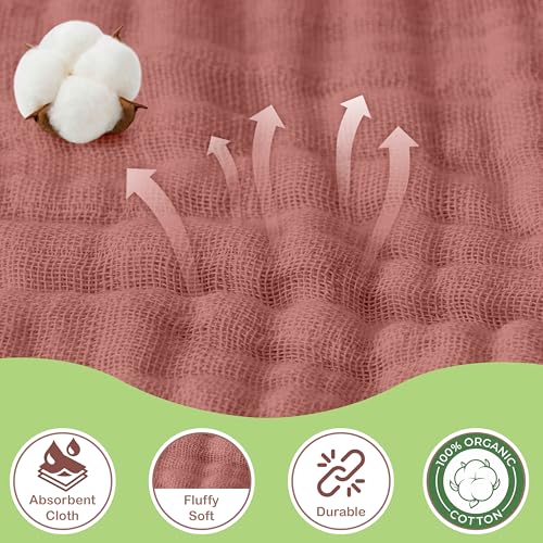infancie 100% Organic Cotton Muslin Baby Hooded Towels 32x32 Inch – 2 Pack Soft & Absorbent Baby Hooded Towel Wrap for Boys & Girls, Premium Hooded Towels, Gentle Baby Essentials in Deep Olive/Ivory - Image 2