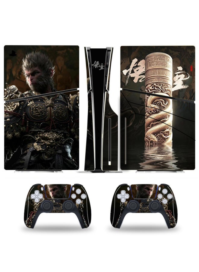 PS5slim Game Machine Sticker Black Myth Wukong Skin Peripheral Accessories Pain Sticker Digital CD-ROM Cartoon Sticker-Color:Black Myth Goku 002 - Image 1