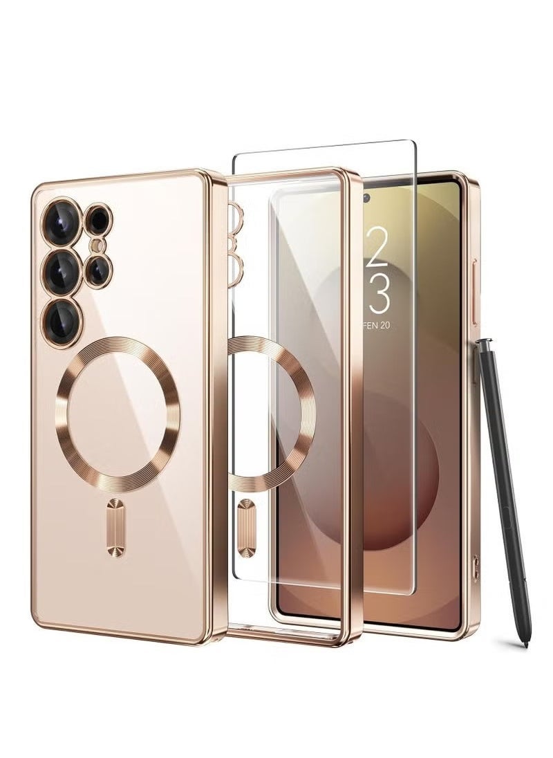 Gravity Magnetic Slim Case Cover for Samsung Galaxy S25 Ultra 6.9-Inch – MagSafe Compatible Protective Back Cover with Wireless Charging Support & HD Clear Tempered Glass Screen Protector – Shockproof, Lightweight, Precise Cutouts – Black - Image 1