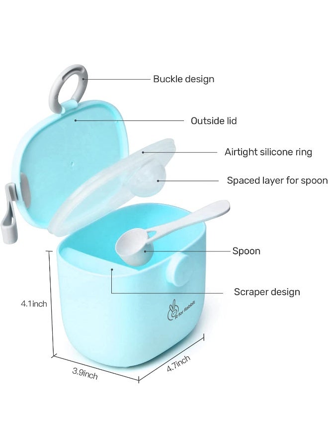 R for Rabbit صندوق الوجبات الأول من R for Rabbit المصنوع من السيليكون للأطفال، وعاء متعدد الوظائف لمسحوق الحليب 210 جرام (أزرق) - Image 4