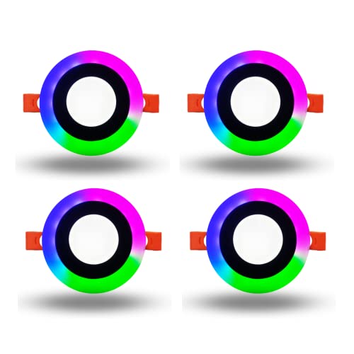 D'Mak DMAK Multi Traders 6W (3+3) Led Side PGB(Pink,Green,Blue) Round Conceal Panel Light, Pack of 4 - Image 1