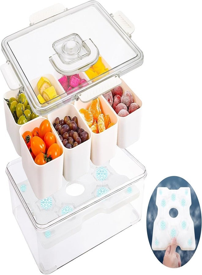 Bivpreom Snackle Box Container With Ice Pack，Chilled Serving Tray，Snackle Box With Ice Pack & Lid & 8 Compartments - Image 2