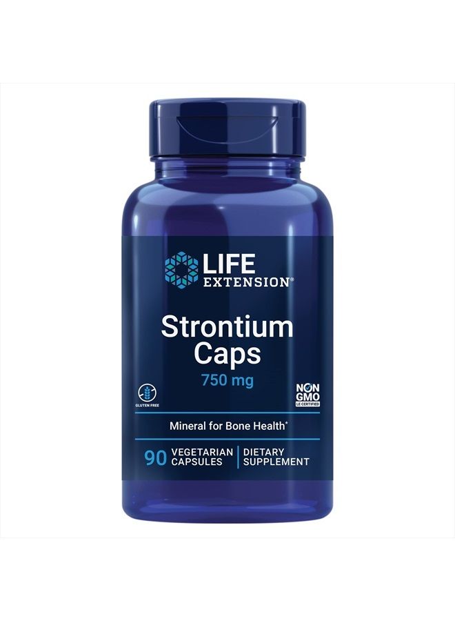 Life Extension Strontium Caps 750 mg - Bone Health Supplement - Supports Bone Tissue Density & Promotes Healthy Bone Aging – Non-GMO, Gluten-Free – 90 Vegetarian Capsules - Image 1