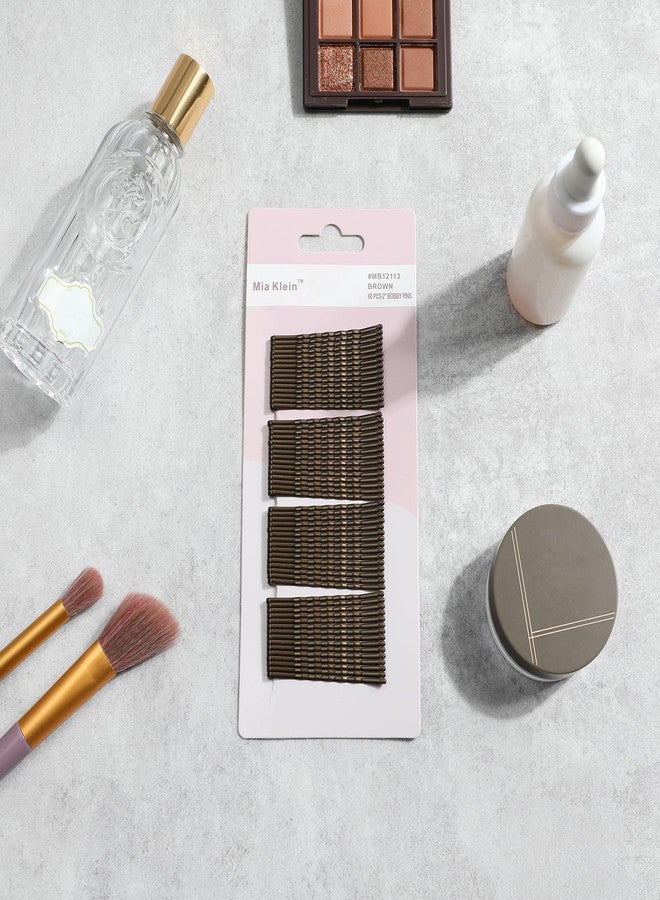 Mia Klein Bobby Pins, Hair Pins 2 Inch 60PCS Crimped Hair Grips for Kids, Girls, and Women, Secure and Easy for All Hair Types, With Ball Tips Design. Hair Accessories for Daily Use (Brown) - Image 2