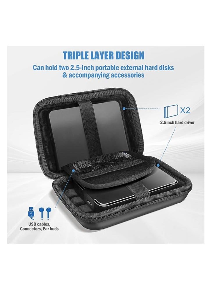 Procases Hard Drive Case 2.5" Compatible for Western Digital Elements WD My Passport Canvio Basics Seagate Backup Plus Slim Expansion 1TB 2TB 3TB 4TB, Portable External Hard Drive Carrying Case-Black - Image 4