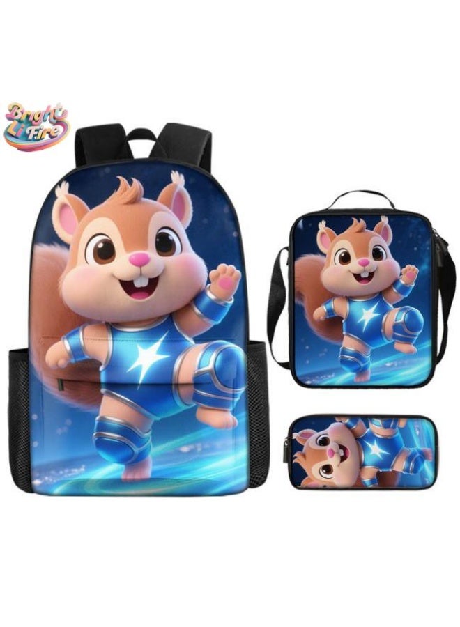 Bright Li Fire Unlock the new fashion of childish fun! Three-piece set of bags, cartoon elements for children and teenagers (students, children, friends' outings, mountain climbing, schooling, etc. can be used) - 60 - Image 1