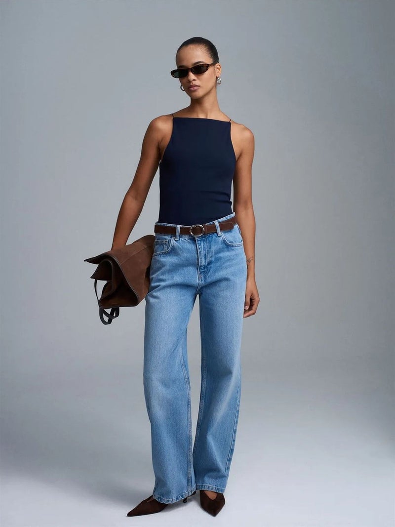 DILVIN Slim-Fit Halterneck Jersey Blouse - Image 3