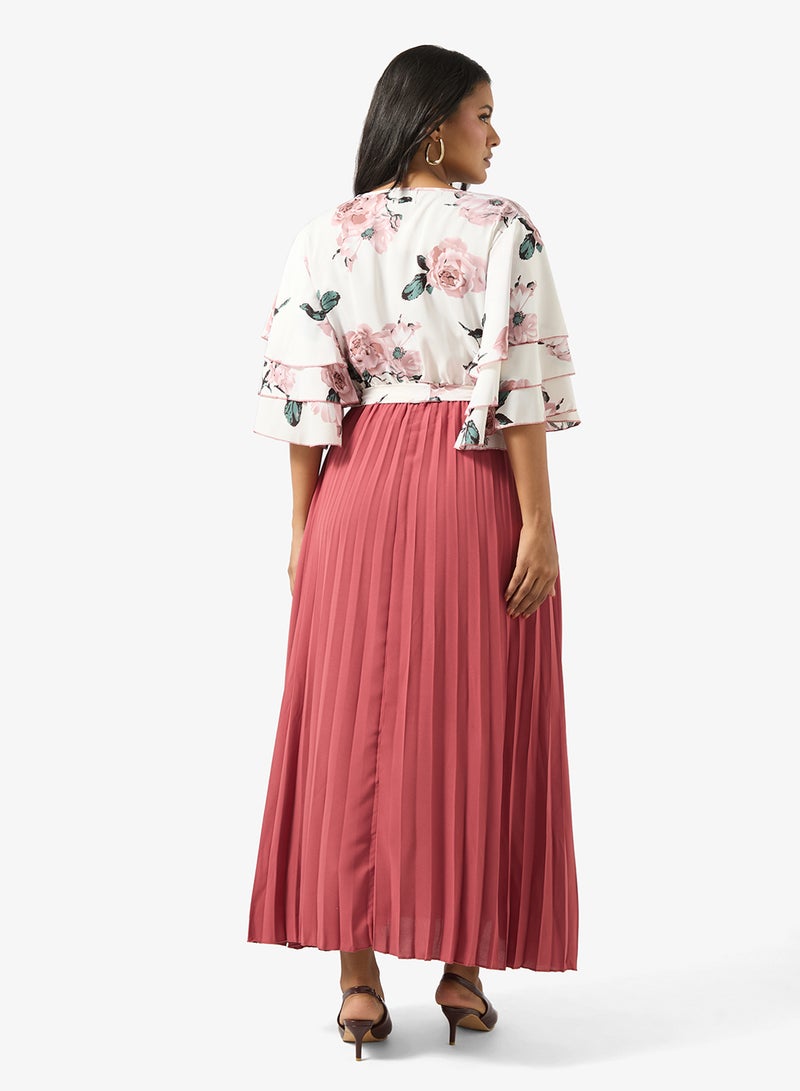 Ella Plus Printed Dress With Pleats - Image 2