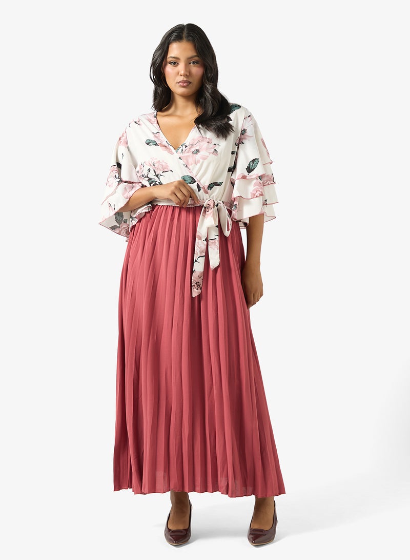 Ella Plus Printed Dress With Pleats - Image 1