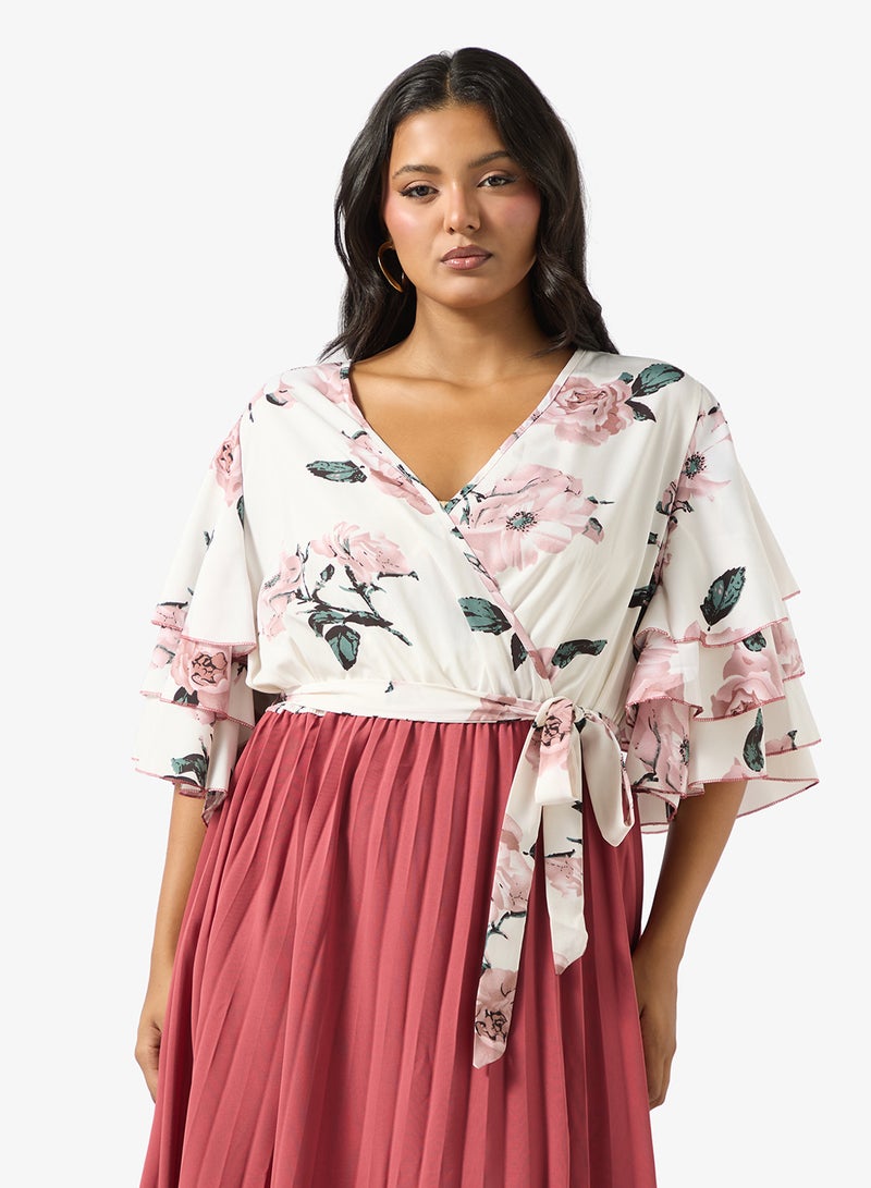 Ella Plus Printed Dress With Pleats - Image 3