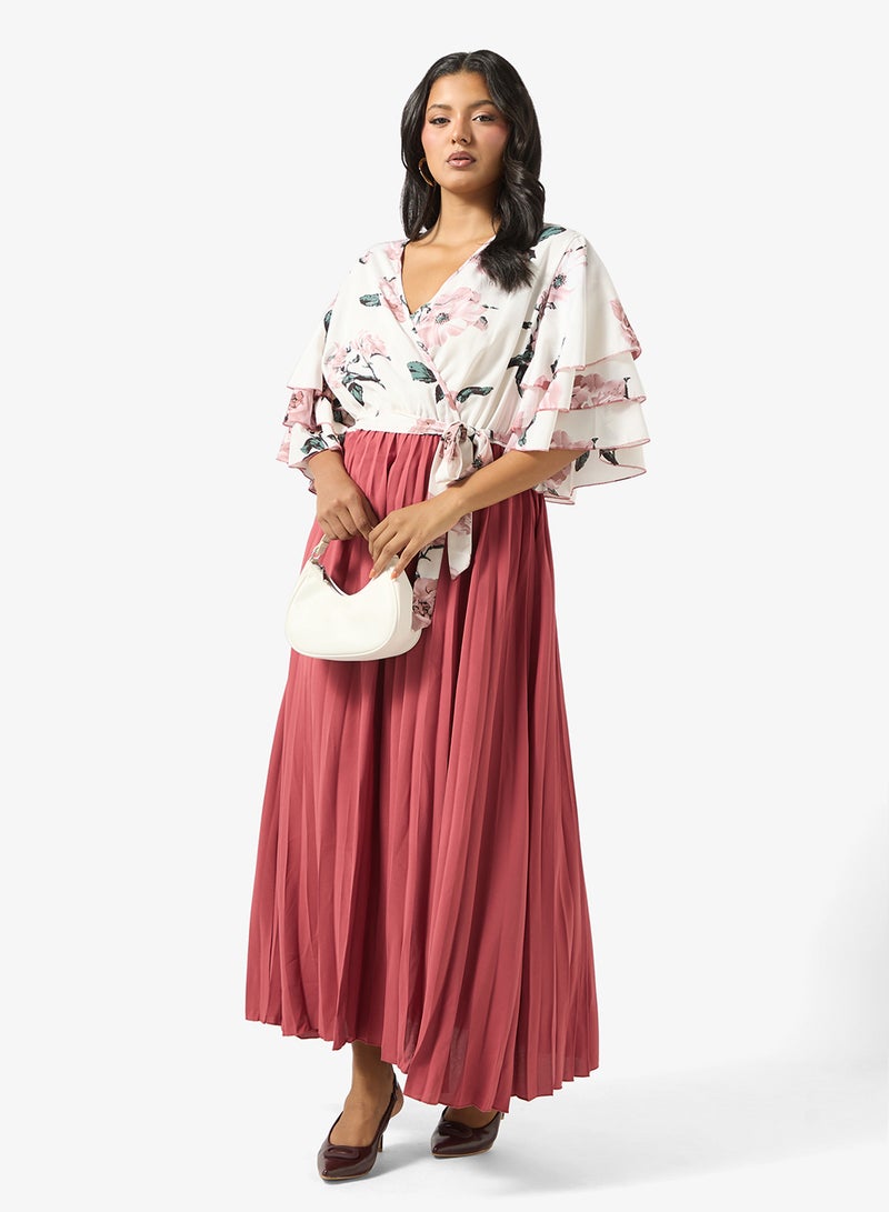 Ella Plus Printed Dress With Pleats - Image 4