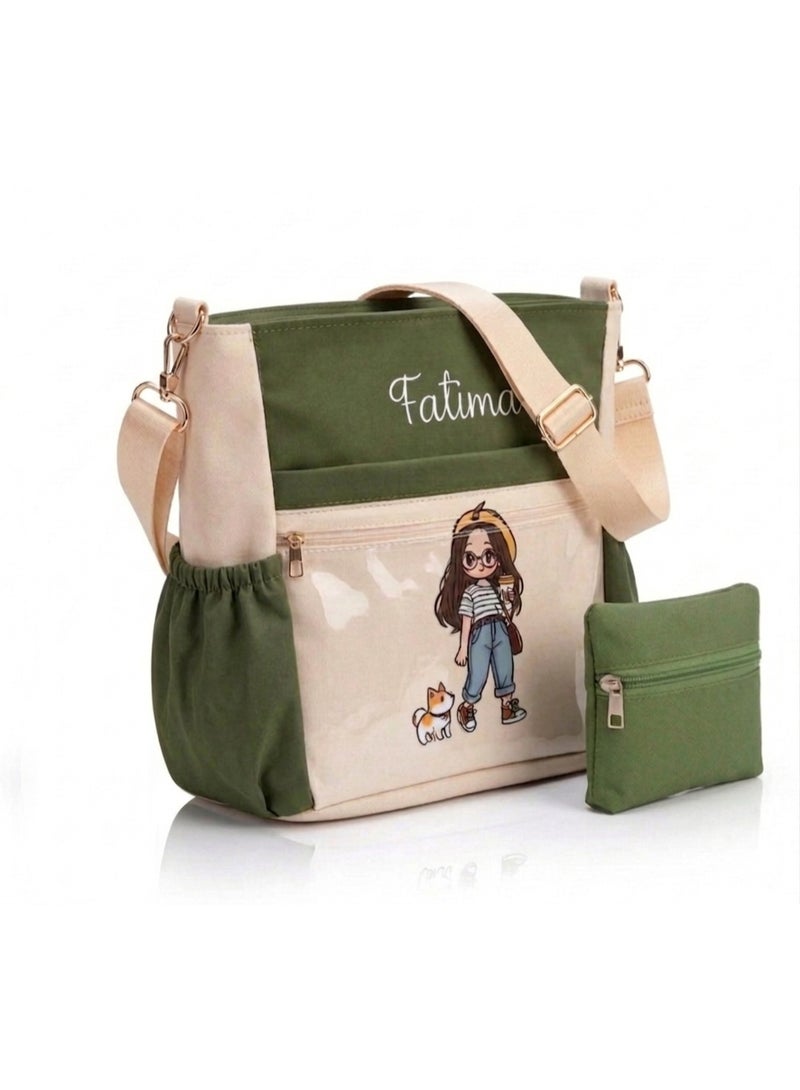 Cute Girls Crossbody Bag with Multiple Pockets, Stylish Shoulder Bag, Includes Small Pouch, Lightweight, for School and Daily Use FTM - Image 2