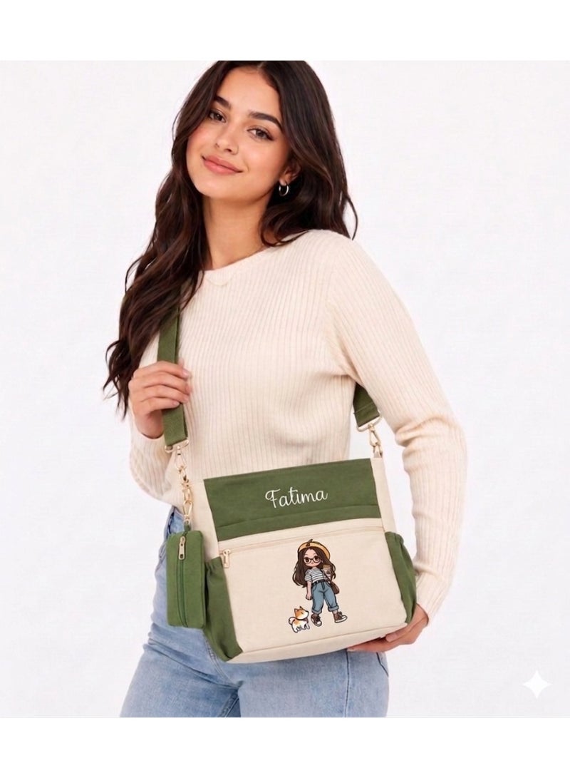 Cute Girls Crossbody Bag with Multiple Pockets, Stylish Shoulder Bag, Includes Small Pouch, Lightweight, for School and Daily Use FTM - Image 3